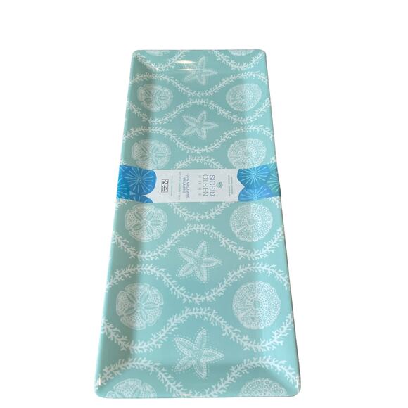Set of 2 SIGRID OLSEN Melamine Serving Trays 19" Aqua Starfish | Sand Dollar New - Picture 5 of 6